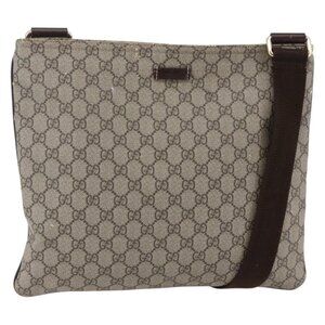 Authentic GUCCI GG Supreme Shoulder Bag PVC Beige Gold 201446